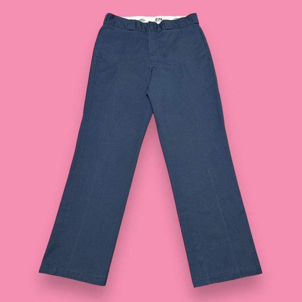 Dickies 874 Original Fit Straight Leg Navy Blue Workwear Mens Pants Size 33x32